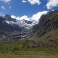 Aiguille d\'Estelette (2933 m), Aiguille des Glaciers (3816 m), glacier de la Lée Blanche, Aiguilles de Tré-La-Tête : Centre Nord Ouest (3646 m), Centre Sud Est (3930 m) et Orientale (3885 m)